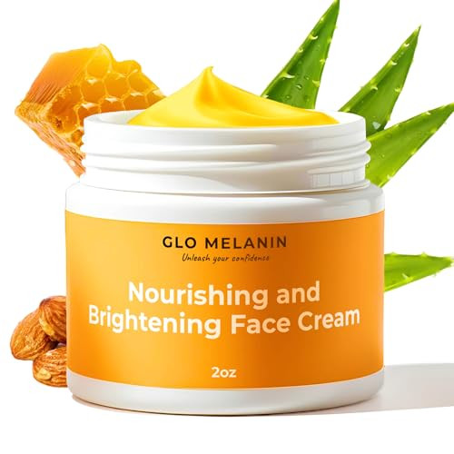 Glo Melanin Nourishing Face Cream Hydrating Daily Moisturizer For Radiant Even-Looking Skin Vegan Paraben- Formula For A Healthy Glow (2 Oz)