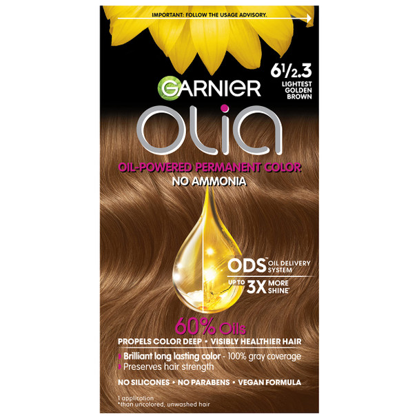 Garnier Olia Ammonia Free Hair Color [6 1/2.3] Lightest Golden Brown 1 Ea