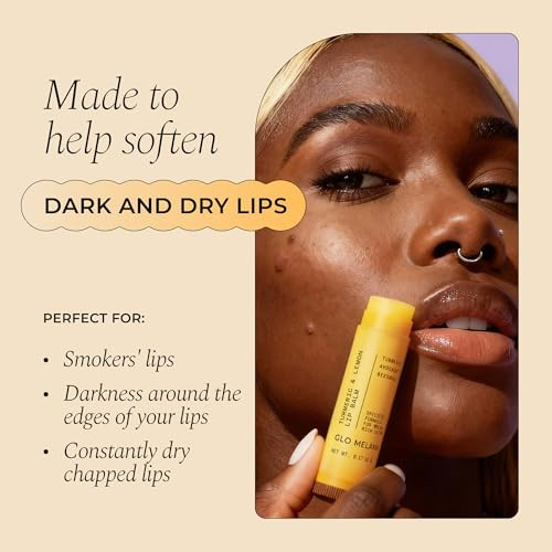 Glo Melanin All Natural Lemon And Turmeric Lip Balm - Natural Lip Balm Illuminate Your Smile Brighten & Nourish Dark Lips Effortlessly - For Smokers Lips