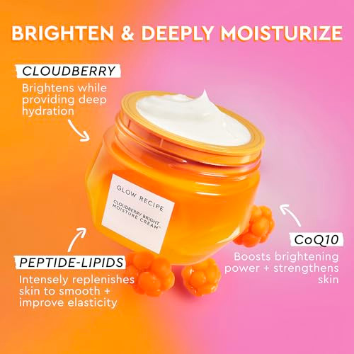 Glow Recipe Cloudberry Brightening Cream & Refill Pod - Ultra Moisturizing Korean Face Cream For Women With Coq10 Multi Peptides & Vitamin C To Brighten Repair Skin Barrier & Even Skin Tone (50Ml/Ea