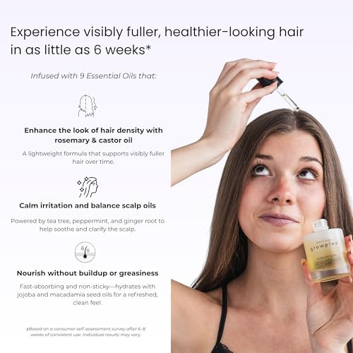 Growplex Rosemary Elixir Daily Scalp Oil With 9 Essential Oils Lightweight Non-Greasy Formula For A Healthy-Looking Scalp For Men & Women 2Oz