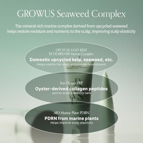 Growus Algae Therapy Mineral No-Wash Treatment Leave-In Hair Treatment With Deep Sea Minerals & Nutrient Supply Lightweight With Sweet Green Muscat Scent Silicone (8.45 Fl Oz / 150Ml)