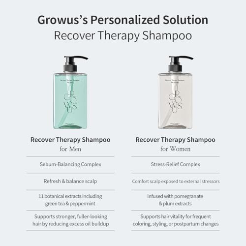 Growus Recover Therapy Shampoo For Women - Pomegranate Extract Plum Extract Strengthening And From Paraben And Sulfate Anti Hair Loss Shampoo For Dry Scalp (16.9 Fl Oz / 500Ml)