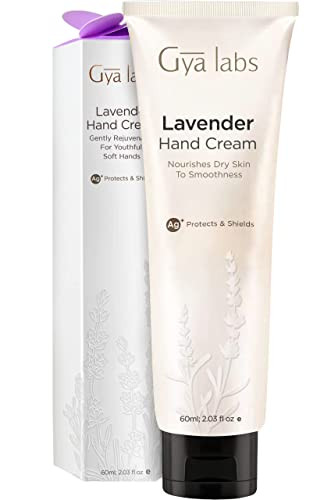 Gya Labs Lavender Hand Cream 2.03 Fl Oz (60Ml) - Daily Lightweight Hand Lotion For Dry Cracked Hands - Nourishes & Protects Skin With Lavender Oil - Non-Greasy Vegan For All Skin Types