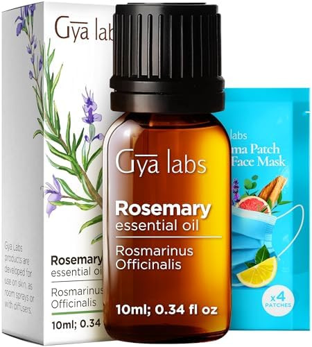 Gya Labs Rosemary Oil For Hair & Peppermint Oil For Diffuser Set - Aromatherapy Grade Essential Oils Set - 2X0.34 Fl Oz - Gya Labs
