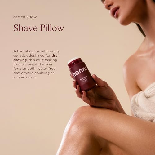 Hanni Shave Pillow Shaving Gel For Women And Men Hair Removal Products For Pubic Body Hair Or Legs In-Shower/Waterless Razor Travel Friendly Skin Care Moisturizer Women's Grooming 3 Oz