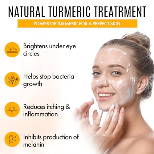 Healov Turmeric Skincare Set - Turmeric Skin Care Products Brightening & Acne - Turmeric Skin Care Kit Turmeric Skin Care Set - Turmeric Cleanser Body Scrub Face Cream & Facial Serum