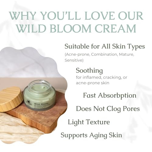 Hearth And Homestead: Handmade Wild Bloom Bio-Active Tallow Face Balm/Cream With Blue Tansy - Hydrate Nourish And Protect Skin - .7 Oz