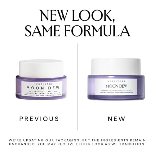 Herbivore Moon Dew 1% Bakuchiol + Peptides Retinol Alternative Anti Aging Eye Cream Reduces Fine Lines Wrinkles & Puffiness Plant-Based Vegan Cruelty- 15Ml / 0.5 Oz