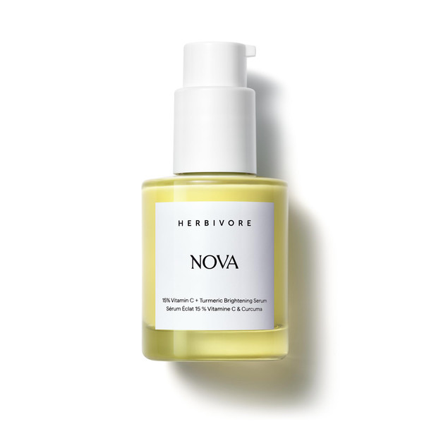 Herbivore Nova 15% Vitamin C + Turmeric Brightening Serum For Dark Spots Hyperpigmentation + Even Skin Tone Vegan Plant-Based Cruelty- 30 Ml / 1 Oz
