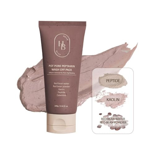 Heveblue Pot Pore Peptamin Wash Off Pack - Red Bean Peptide Removes Blackhead Pore Care Tightening Hydrating Sensitive Skin Korean Skincare Exfoliating Vegan K-Beauty Wash-Off Mask Pack