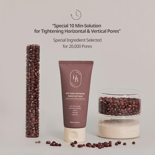 Heveblue Pot Pore Peptamin Wash Off Pack - Red Bean Peptide Removes Blackhead Pore Care Tightening Hydrating Sensitive Skin Korean Skincare Exfoliating Vegan K-Beauty Wash-Off Mask Pack