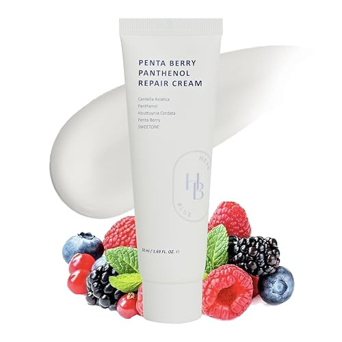 Heveblue Penta Berry Panthenol Repair Cream - Vegan Centella Cica Barrier Restore Moisture Balance Deep Hydration Sensitive Skin Low Irritation Korean Skincare K-Beauty Hypoallergenic