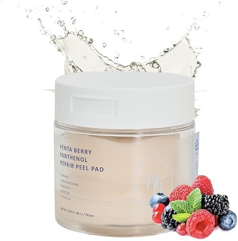 Heveblue Penta Berry Panthenol Repair Peel Pad - 70 Pads Vegan Biodegradable Toner Pad Exfoliating Refine Skin Texture Strengthening Skin Barrier Low Irritation Hypoallergenic