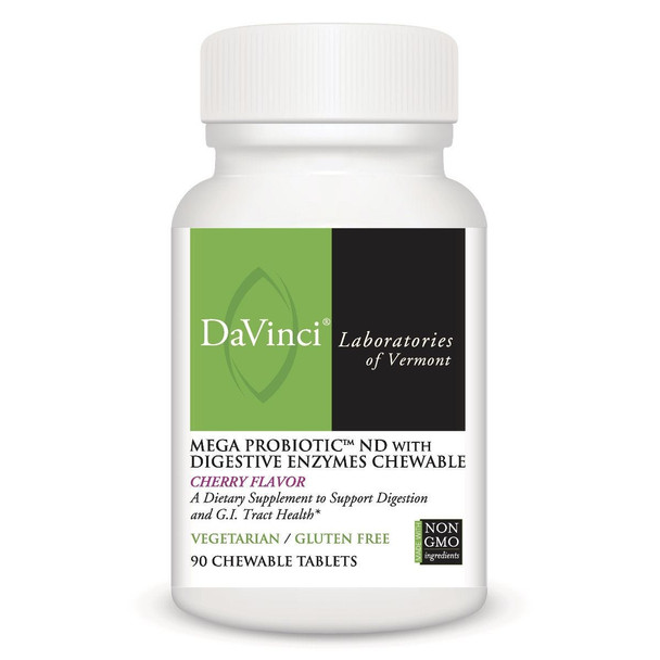 Davinci Labs Mega Probiotic Nd With Digestive Enzymes Chewable Cherry Flavored 90 Tablets