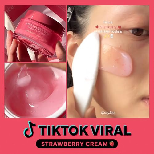 Hince Kingsberry Vita Night Cream - Jelly Cream Dullness Improvement Niacinamide Face Moisturizer For Dry Skin Gives Hydration And Glass Skin Overnight Korean Skincare (1.69 Fl.Oz)