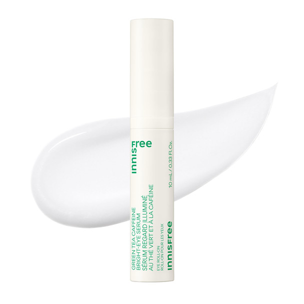 Innisfree Green Tea Caffeine Depuffing Eye Serum With Niacinamide Cooling Korean Eye Roll-On For Hydration And Brightening