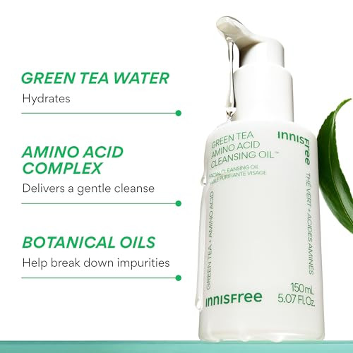 Innisfree Green Tea Amino Acid Cleansing Oil Hydrating Korean Face Wash With Jojoba Makeup Remover Sunscreen Dissolving Formula
