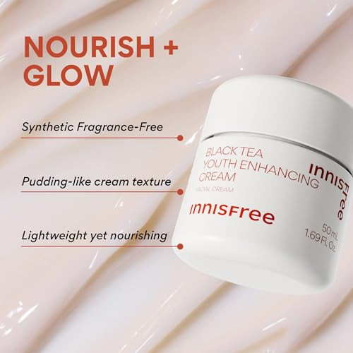 Innisfree Black Tea Youth Cream Korean Moisturizer With Hyaluronic Acid For Radiance Firm Skin Hydration And Visible Anti-Aging Benefits