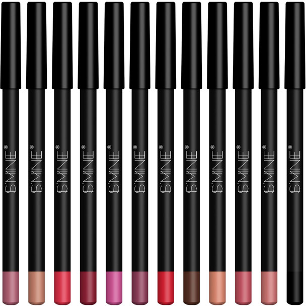 Is'mine Matte Lip Liner Set - 12 Assorted Colors High Pigmented Natural Lip Makeup Soft Pencils Longwear Smooth Ultra Fine (Color Set -1)