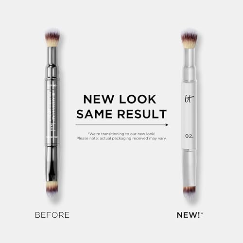 It Cosmetics Heavenly Luxe Dual Airbrush Concealer Brush 2 - Dual-Ended 2-In-1 Brush For Liquid & Cream Concealer - Buff Away Imperfections - With Award-Winning Heavenly Luxe Hair Silver