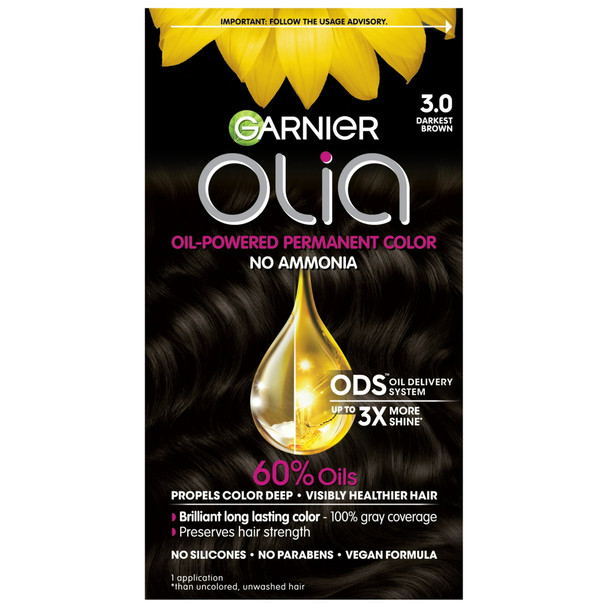 Garnier Olia Ammonie Free Hair Color [3.0] Darkest Brown 1 ea