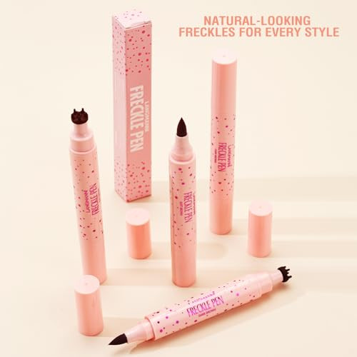Jolilab Freckle Pen 3-In-1: Dual-Ended Stamp & Precision Tip (Eyeliner/Brow Pencil) 2 Shades Soft Brown/Dark Brown Waterproof Long-Lasting Smudge-Proof Compact On-The-Go Makeup(Soft Brown)