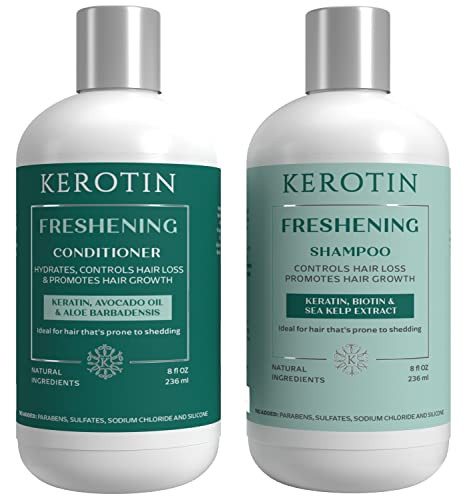 K Kerotin Kerotin Hair Growth Shampoo And Conditioner Set Products For Scalp Care Hair Loss & Thinning Hair With Rosemary Oil Biotin & Keratin Curly Girl Method Verified Natural Sulfate Made In Usa
