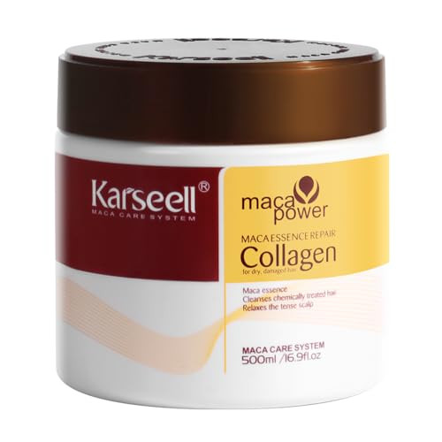 Karseell Collagen Hair Treatment Deep Repair Conditioning Argan Oil Collagen Hair Mask Essence For Dry Damaged Hair All Hair Types 16.90 Oz 500Ml