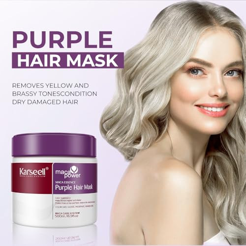 Karseell Purple Hair Mask 16.90 Oz Blonde Hair Neutralizes Brass Gray Hair Highlighted Hair Moisturizing Smoothing