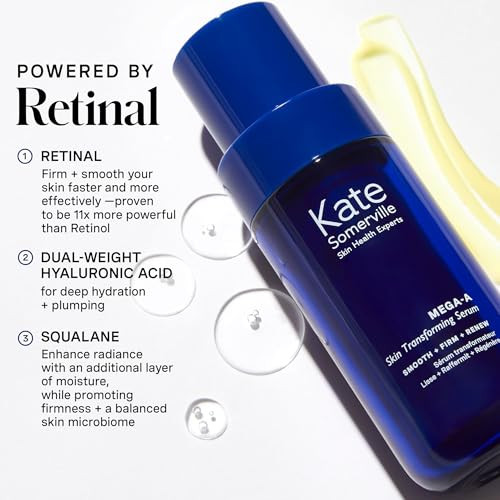 Kate Somerville Mega-A Skin Transforming Serum Anti-Aging Serum With Hyaluronic Acid For Uneven Texture And Wrinkles 1 Fl. Oz