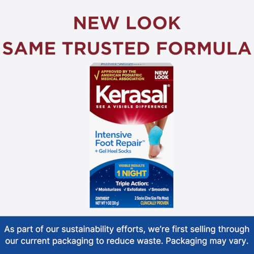 Kerasal Intensive Foot Repair Skin Healing Ointment1 Oz And Moisturizing Gel Socks(Packaging May Vary)(Pack Of 4)