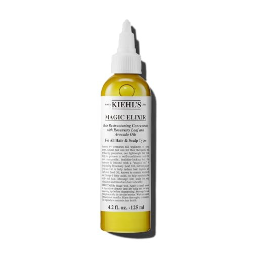 Kiehl's Magic Elixir Scalp And Hair Oil Treatment Moisturizing Pre-Shampoo Treatment Provides Natural Shine Softens Hair With Avocado Oil & Rosemary Oil Sulfate- All Hair Types 4.2 Fl Oz