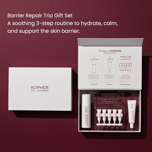 Kopher Skin Barrier Repair Trio Peptide & Niacinamide Skincare Set With Ampoule MistSos Treatment & Cream Hydrating Soothing & Skin Barrier Care For Sensitive Skin Korean Skincare