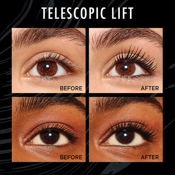 L'Oreal Paris Telescopic Lift Mascara Lengthening And Volumizing Eye Makeup Lash Lift With Up To 36Hr Wear Waterproof Black 0.33 Fl Oz
