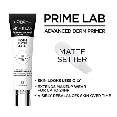L'Oreal Paris Prime Lab Up To 24H Matte Setter Face Primer Infused With Salicylic Acid To Grip And Extend Makeup With A No Shine Finish 1.01 Fl Oz