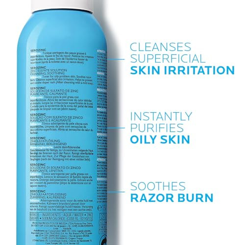 La Roche-Posay Serozinc Face Toner For Oily Skin With Zinc Mattifying Face Spray And Acne Prone Skin Toner To Reduce Shine For Oil Control Alcohol Face Mist 5 Fl Oz (Pack Of 1)