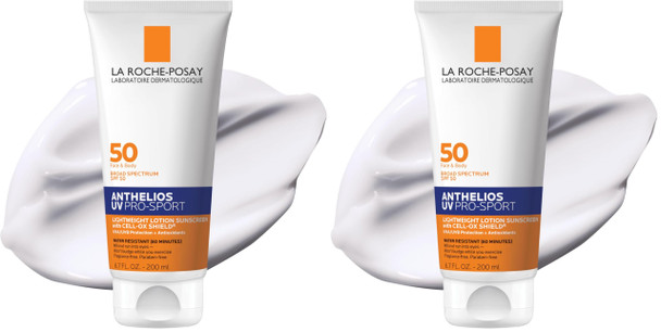 La Roche-Posay Anthelios Uv Pro-Sport Spf 50 Sunscreen For Face & Body Water & Sweat Resistant With Non-Drip Formula Invisible Broad Spectrum Sunscreen Lotion Lightweight & Breathable