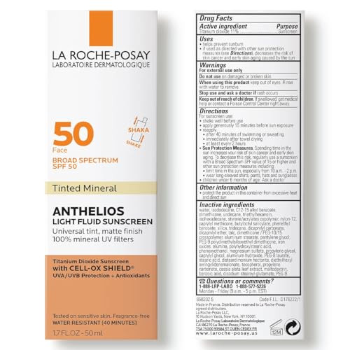 La Roche-Posay La Roche Posay Anthelios 50 Mineral Tinted Ultra Light Sunscreen Fluid 50Ml/1.7Oz (Pack Of 2)