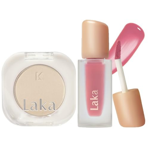 Laka Lid & Lip Duo- Mono Eyeshadow 908 Vanilla & Fruity Glam Lip Tint 134 Peaches