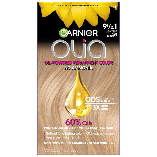 Garnier Olia Oil Powered Permanent Color, Lightest Cool Blonde 9 1/2.1 1 Ea