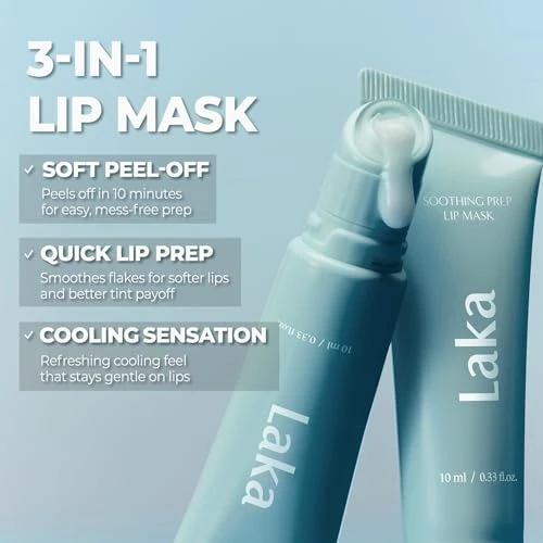 Laka Soothing Prep Lip Mask + Stain Lip Liner 01 Bare Memory + Fruity Glam Tint 103 Humming Peel-Off Lip Mask & Long Lasting Vivid Color