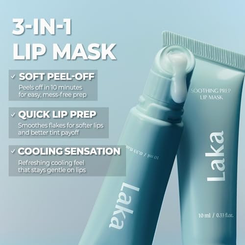 Laka Soothing Prep Lip Mask + Stain Lip Liner 04 Rosy Talk + Fruity Glam Tint 123 Unsweet Berry Peel-Off Lip Mask & Long Lasting Vivid Color
