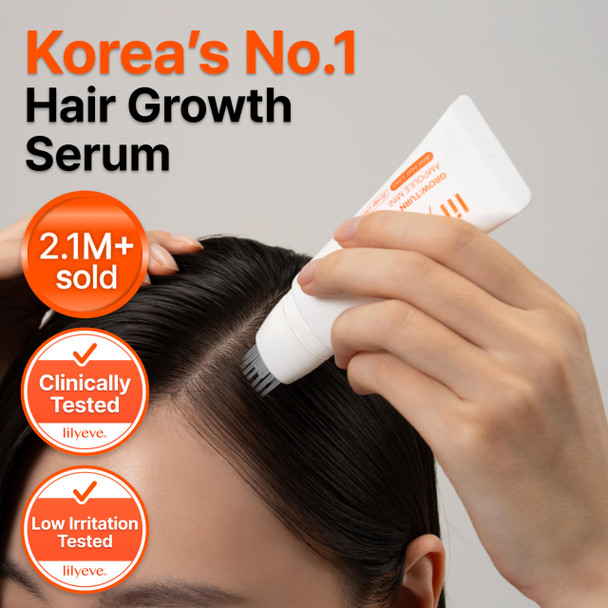 Lilyeve Growturn Hair Growth Serum With Built In Brush Heartleaf Derived Exosomes To Revitalize and Thickening Hair Hair Growth Accelerator  Korean Hair Care 1.01 Fl Oz. (Pack Of 1)