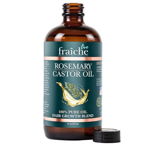 Live Fraiche Rosemary Castor Oil Glass Bottle 16Oz - Organic Cold Pressed Hexane Castor Oil For Hair Growth - Natural Rosemary Oil To Reduce Hair Loss Thicken & Strengthen For Healthy Scalp