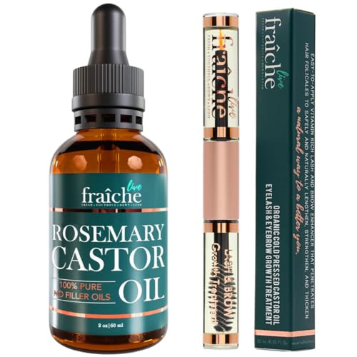 Live Fraiche Rosemary Castor Oil 2Oz + Castor Oil Tube Combo For Hair And Eyelash Growth Scalp Treatment And Eyelash Conditioner
