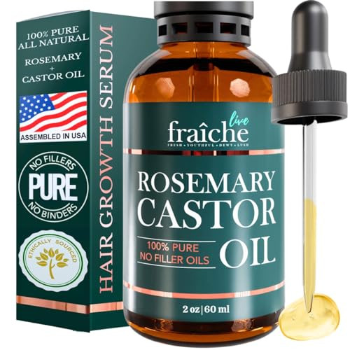 Live Fraiche Rosemary Castor Oil 2Oz + Castor Oil Tube Combo For Hair And Eyelash Growth Scalp Treatment And Eyelash Conditioner