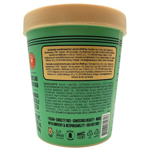 Lola From Rio - Meu Cacho Minha Vida - Moisturizing Hair Mask For Dry Damaged Curly Hair Restores Repairs Hydrates Moisturizes Deep Conditioning Treatment 15.87 Fl Oz