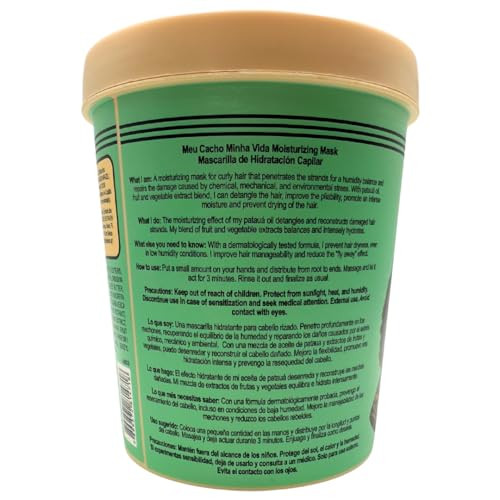 Lola From Rio - Meu Cacho Minha Vida - Moisturizing Hair Mask For Dry Damaged Curly Hair Restores Repairs Hydrates Moisturizes Deep Conditioning Treatment 15.87 Fl Oz