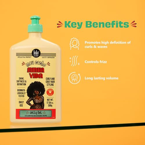 Lola From Rio Meu Cacho Minha Vida Moisturizing Jelly Gel For Defined Bouncy Curls & Waves Flexible Hold Styling Gel For Curly Hair 16.91 Fl Oz